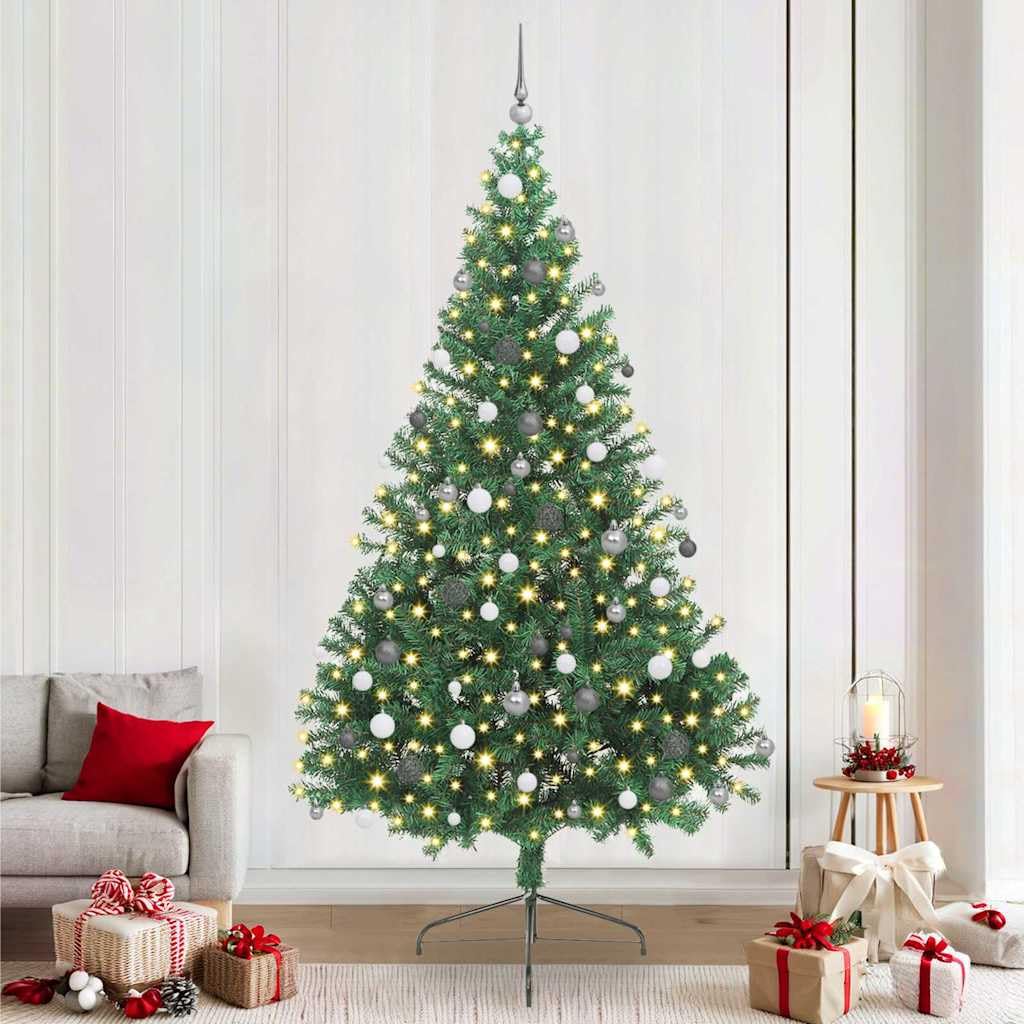 Árbol de Navidad artificial preiluminado de 240 cm para decorar la entrada de casa