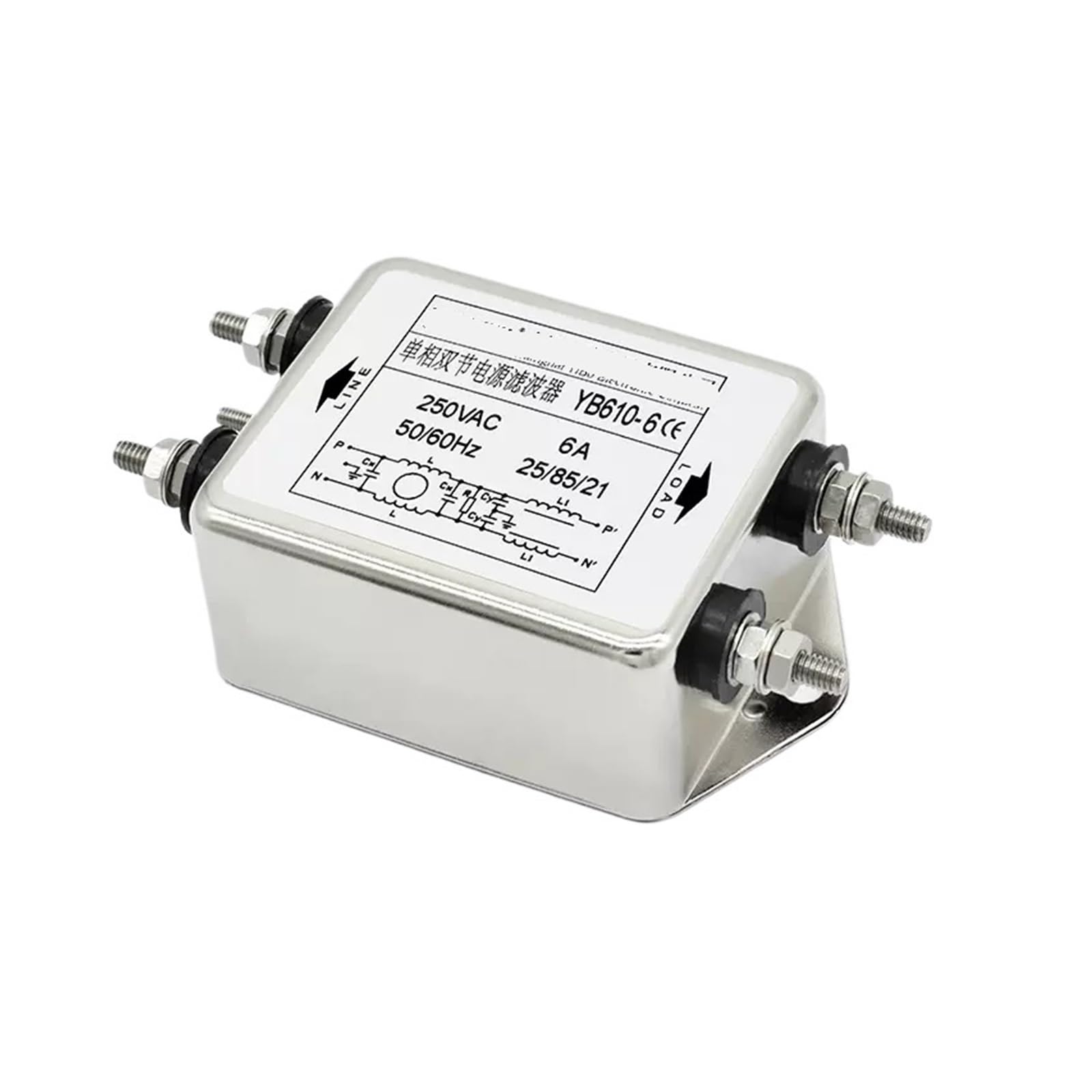 Filtro YB610-6A de CA monofásico contra interferencias de 220V para proteger electrónica