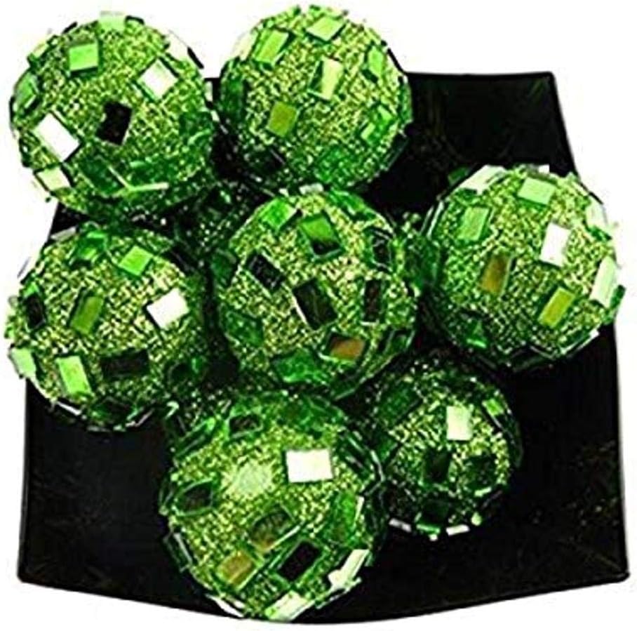 Glitter Disco Balls Ornament, 10-Pack, 1-1/4-inch - Apple Green