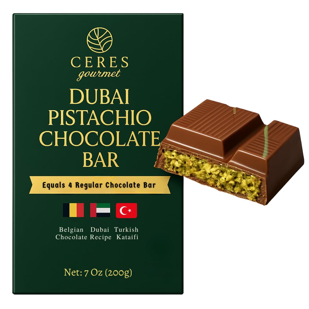 Ceres Gourmet Dubai Kunafa Pistachio Chocolate Bar, 7 oz