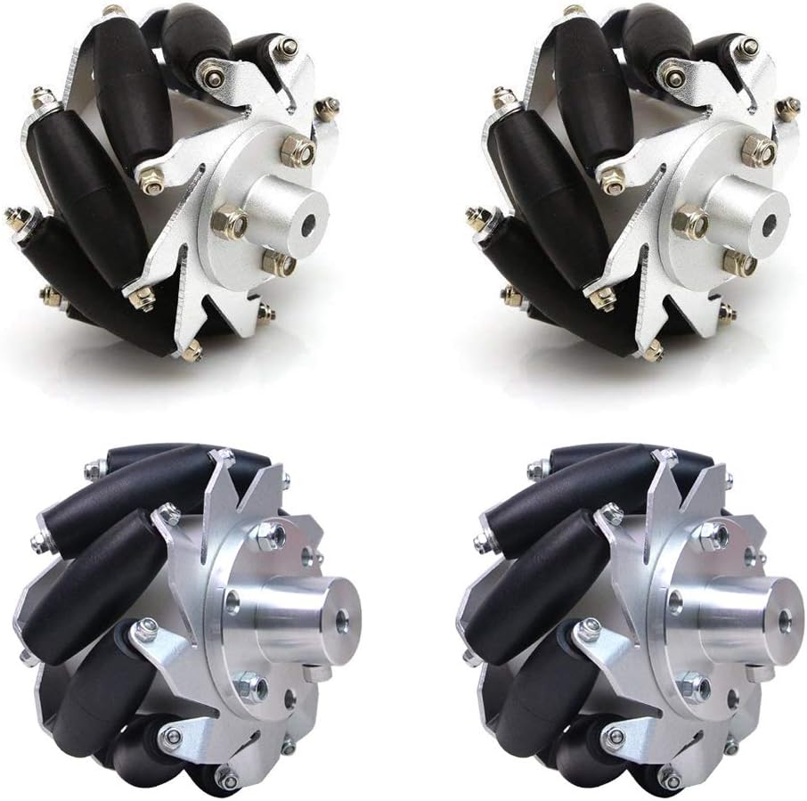 UniHobby60mm Mecanum Wheels with 5mm Couping for Raspberry Pi4/3/2/zero/BBC Microbit/Arduino Robot Project (4 Mecanum Wheels/Packet)