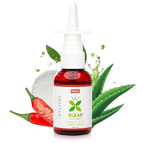 XLEAR MAX Spray nasal 15 onzas fórmula natural con xilitol capsicum aloe para un máximo alivio de la presión sinusal severa la congestión los