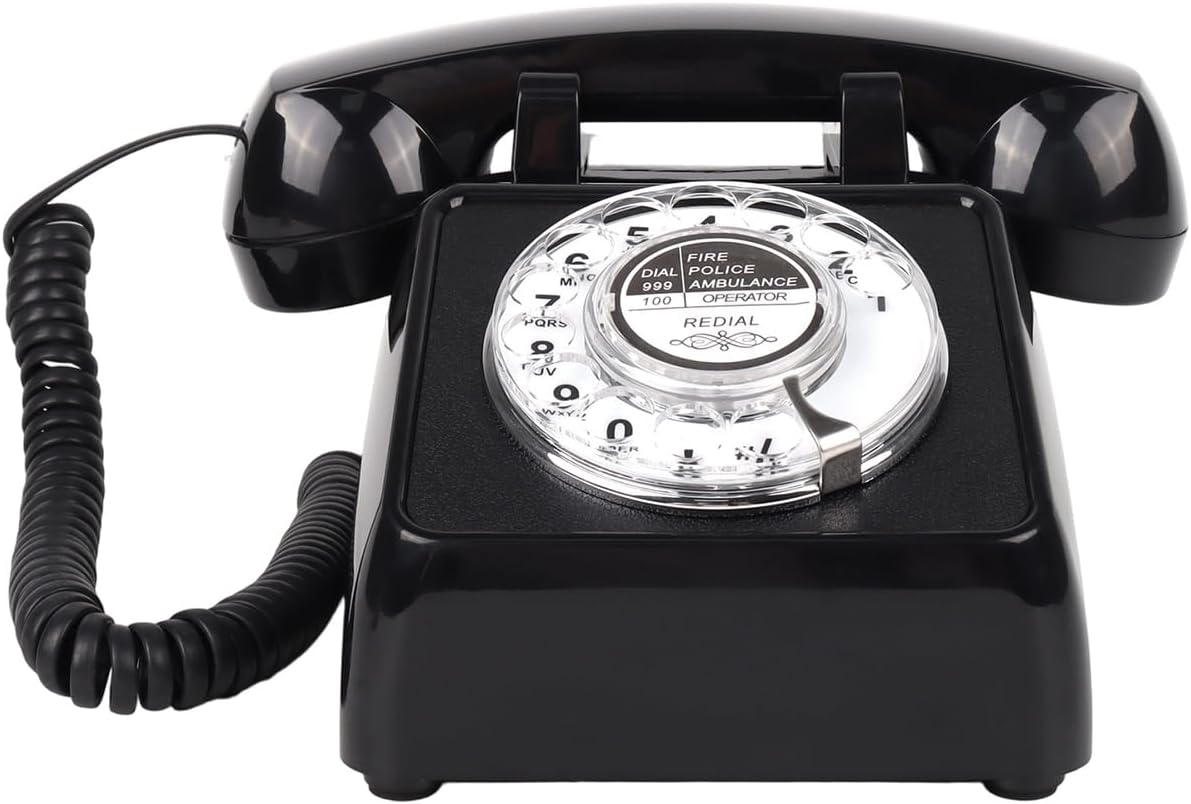 1Set Old Rotary Wheel Desk Phone Functional and Loud Sound Traditional Design Strong Build for Home Landlines Phones