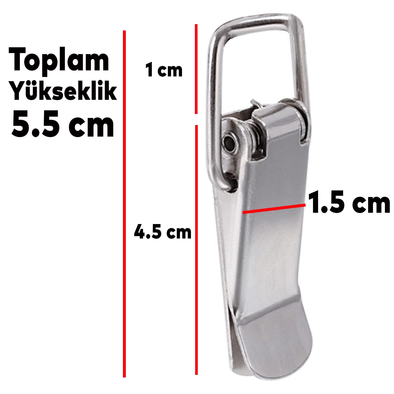 Gergi Mandalı Çelik Sandık Kaput Kilidi Klipsi 5.5 cm Düz Parlak Krom 2 ADET
