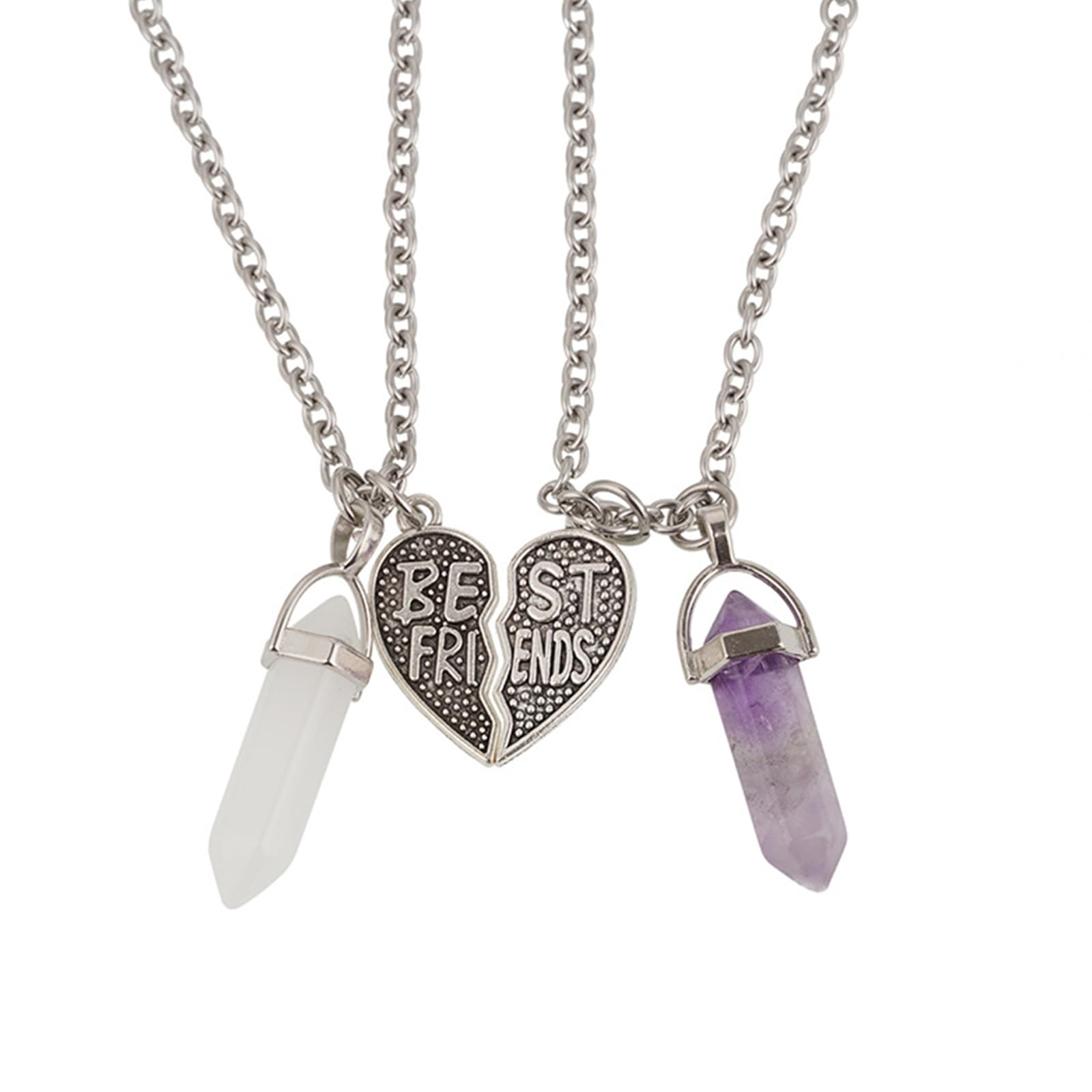 AonklotBFF Necklace for 2 Crystal Pendant Friendship Necklace Matching Love Heart Necklace Jewelry Set for Women Girls