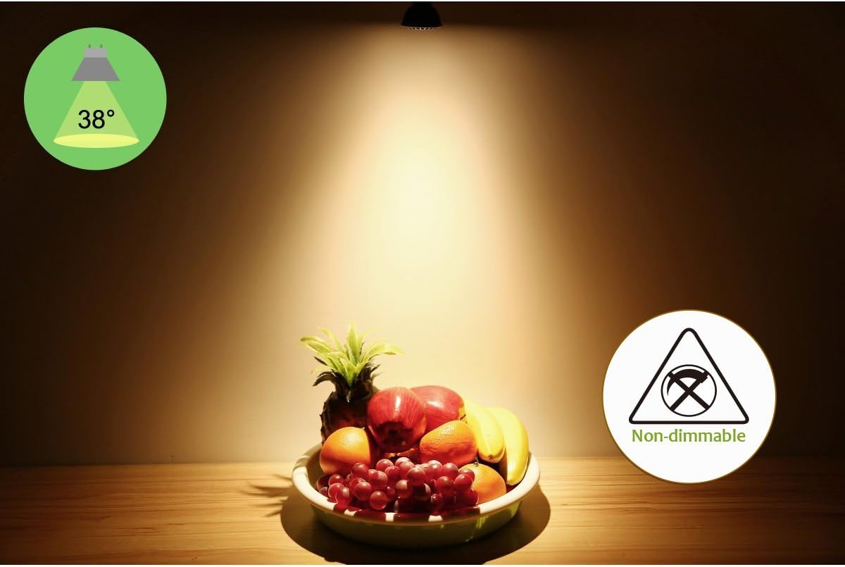 LE® 5W MR16 GU10 LED Bulbs, 50W Halogen Bulbs Equivalent, 350lm, Warm White, 3000K, 38° Beam Angle, Standard Size, Recessed Lighting, Track Lighting, Spotlight, LED Light Bulbs, Pack of 5 Units