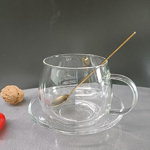 Miniatura 7 de RYUHYF Juego de taza de café y platillo, juego de bandeja de té de gran capacidad de 11.8 onzas, juego de taza de café y platillo para el hogar de