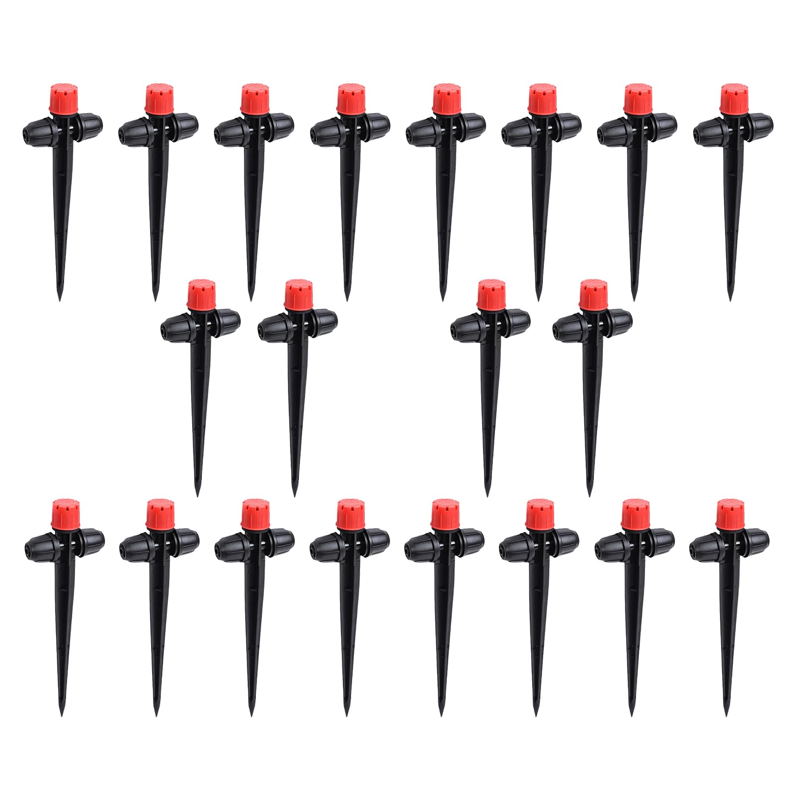 20Pcs Automatic Garden Water Sprinkler Spikes Base Adjustable Sprinkler Nozzle 360 Degree Large Area Coverage Garden
