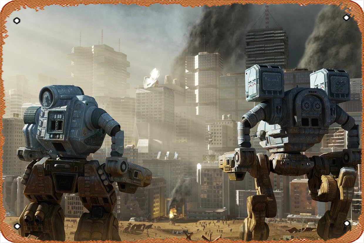 Mechwarrior Wallpaper 1920Video Games Wallpaper Video, Games, MechWarrior, BattleTech Retro Metal Sign for Garden Club Outdoor Indoor Home Wall Decorative 8x12 inch