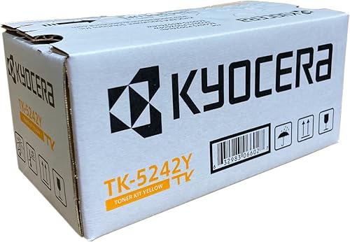 KYOCERA Cartucho de tóner amarillo TK-5242Y genuino para impresoras láser modelo ECOSYS P5026cdw y M5526cdw (1T02R7AUSV)