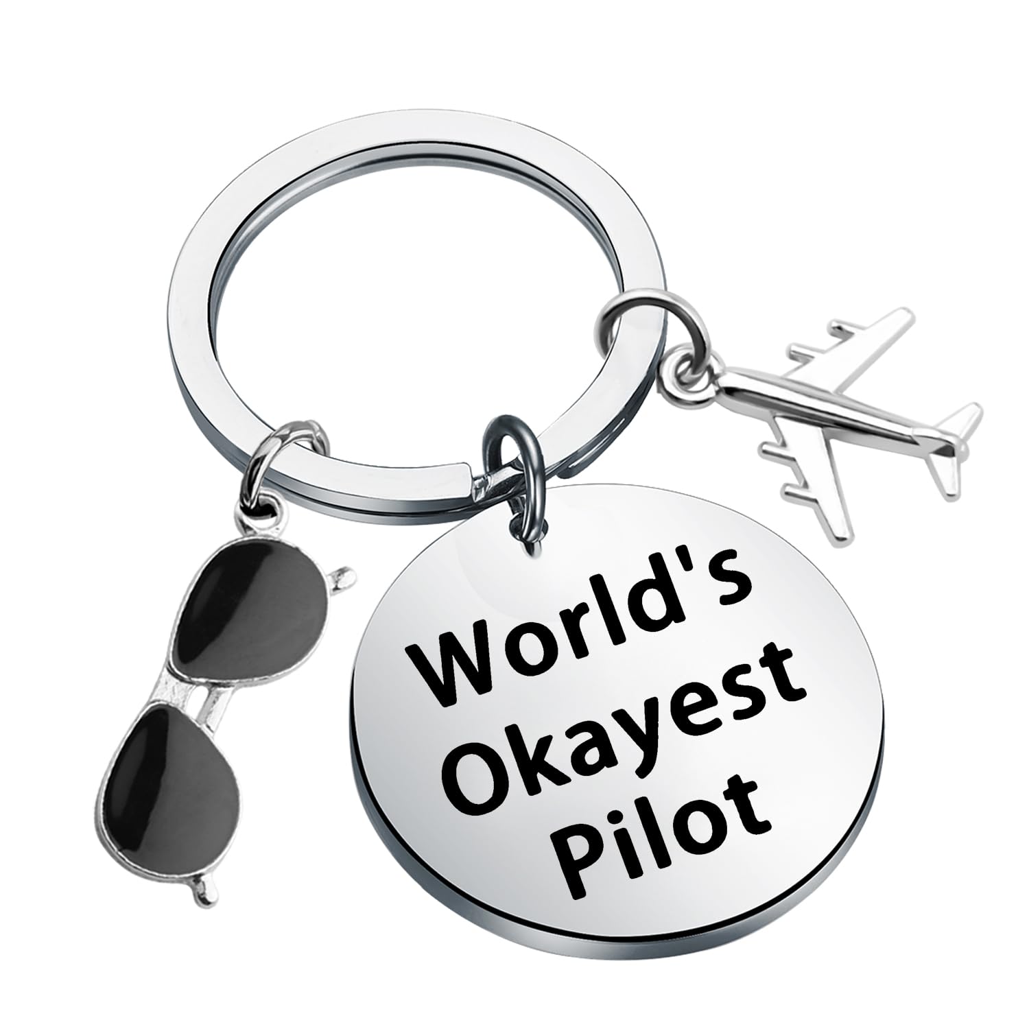 LQRI Pilot Aviation Keychain World's Okayest Pilot Keychain Future Pilot Gift Pilot Drive Safe Gift