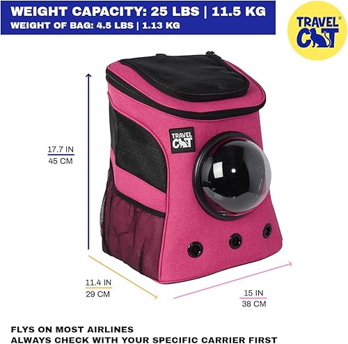 Miniatura 9 de Fat Cat Mochila Transportadora - Transportadora para Gatos Aprobada por Aerolíneas con Burbuja de Cápsula Espacial para Gatos Pequeños, Gatitos -