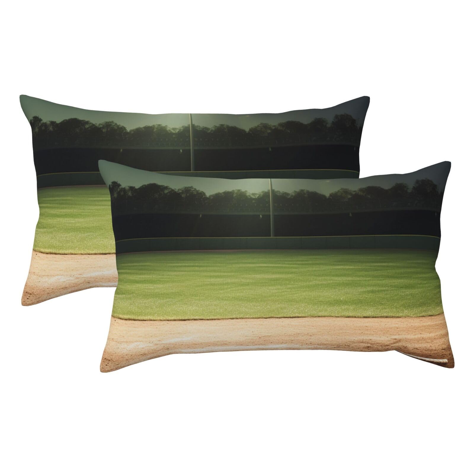 2 Pack King Pillow Cases with Hidden Zipper, Soft Breathable Pillow Covers for Hair and Skin, Baseball Sports Field Pillowcases 20"x36" Bed Pillow Protectors Cover for Sleeping Gifts