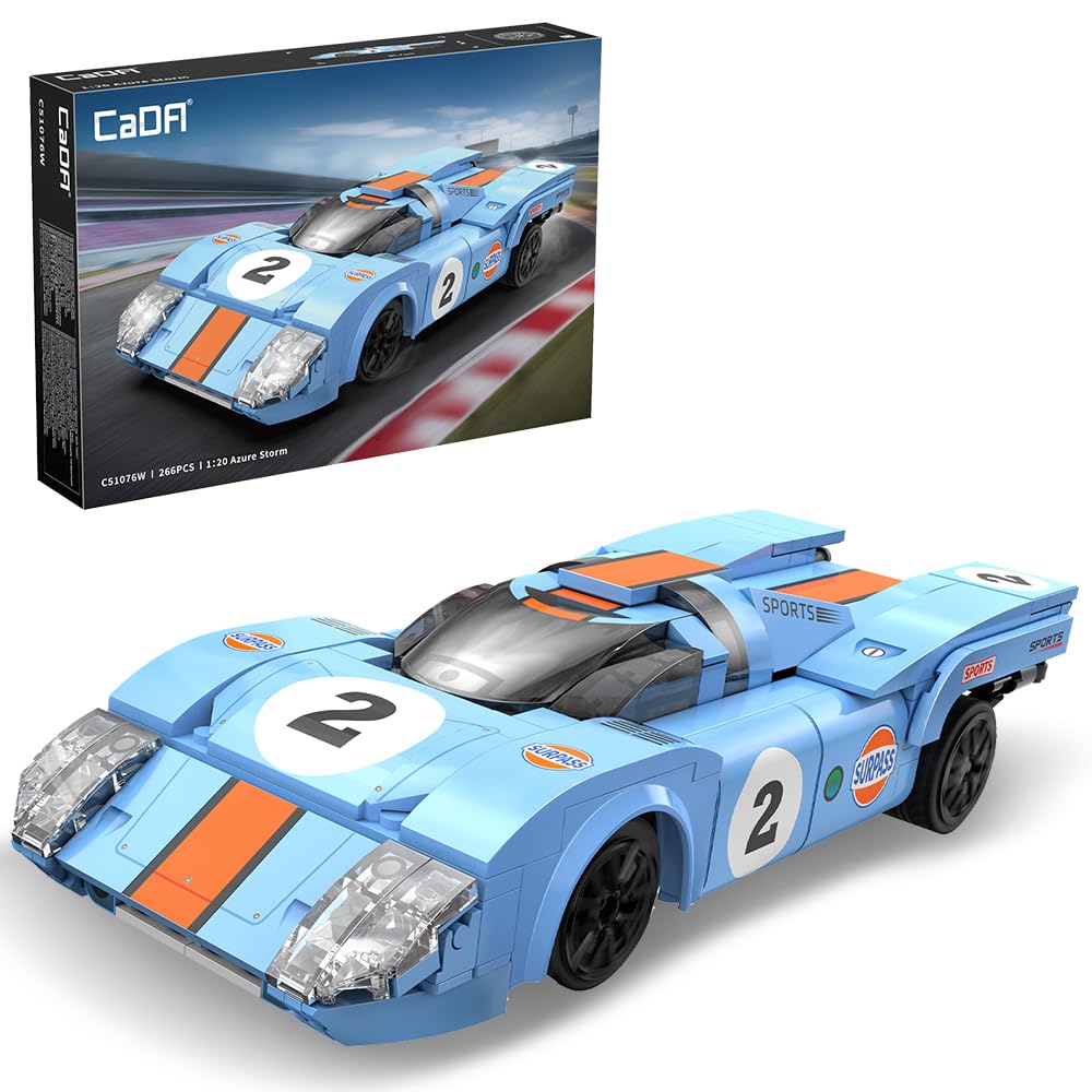 C51076W Racing Car Building Block Model, 1:20 Classic GT Sports Car, Movable Suspension a…