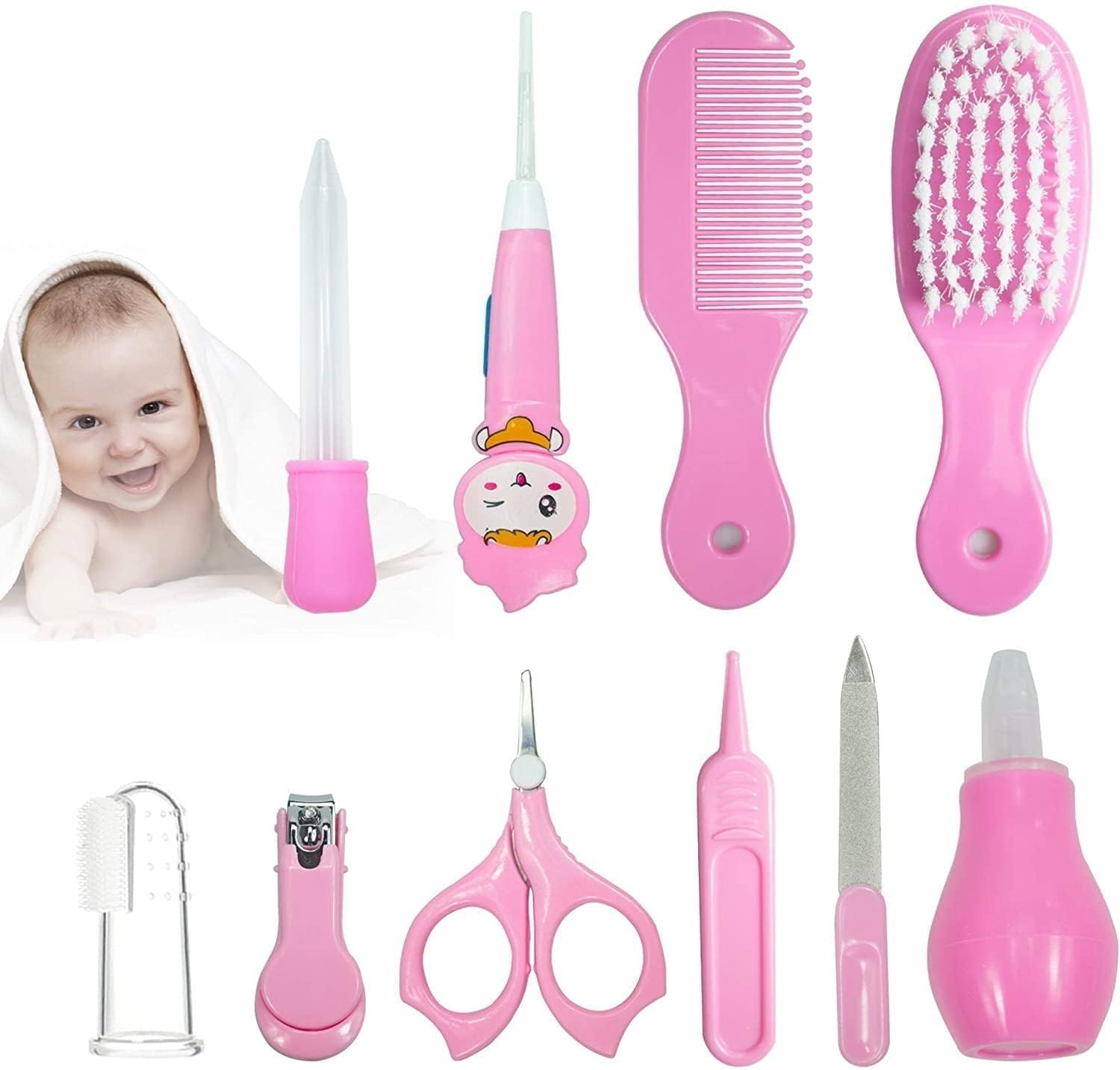 TRUJVE 10Pcs Manicure Grooming Kit for New Born Kids Nail, Ear Grooming Tools | Healthcare Accessories to Keep Infants & Toddlers Clean Ear Grooming Tools-image-3