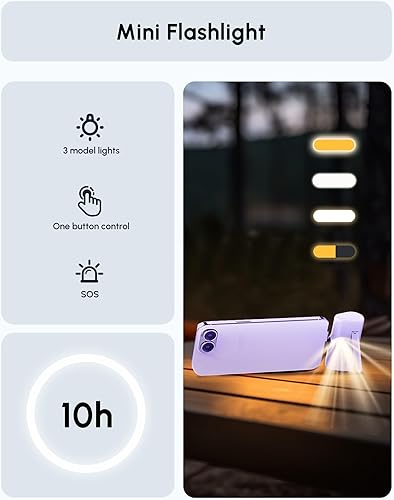 Miniatura 6 de Handy Purple USB C Power Bank Cargador de teléfono portátil con soporte, 5000 mAh Mini batería cargador de reserva con pantalla digital para iPhone