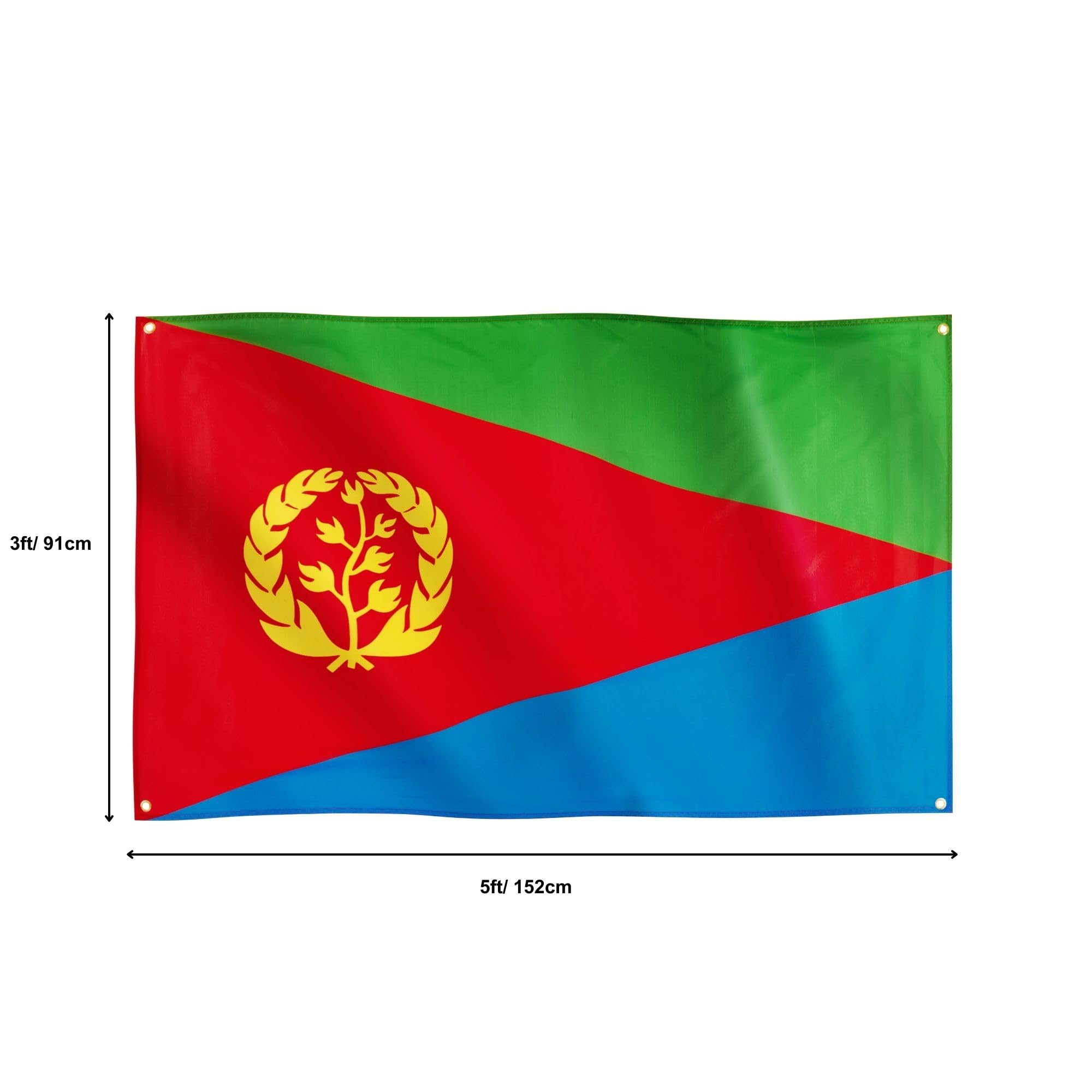 Runesol Eritrea Flag, 91x152cm, 3ft x 5ft, 4 Grommets, Eyelet In Every Corner, Eritrean State Flag, Premium Flags - Image 2