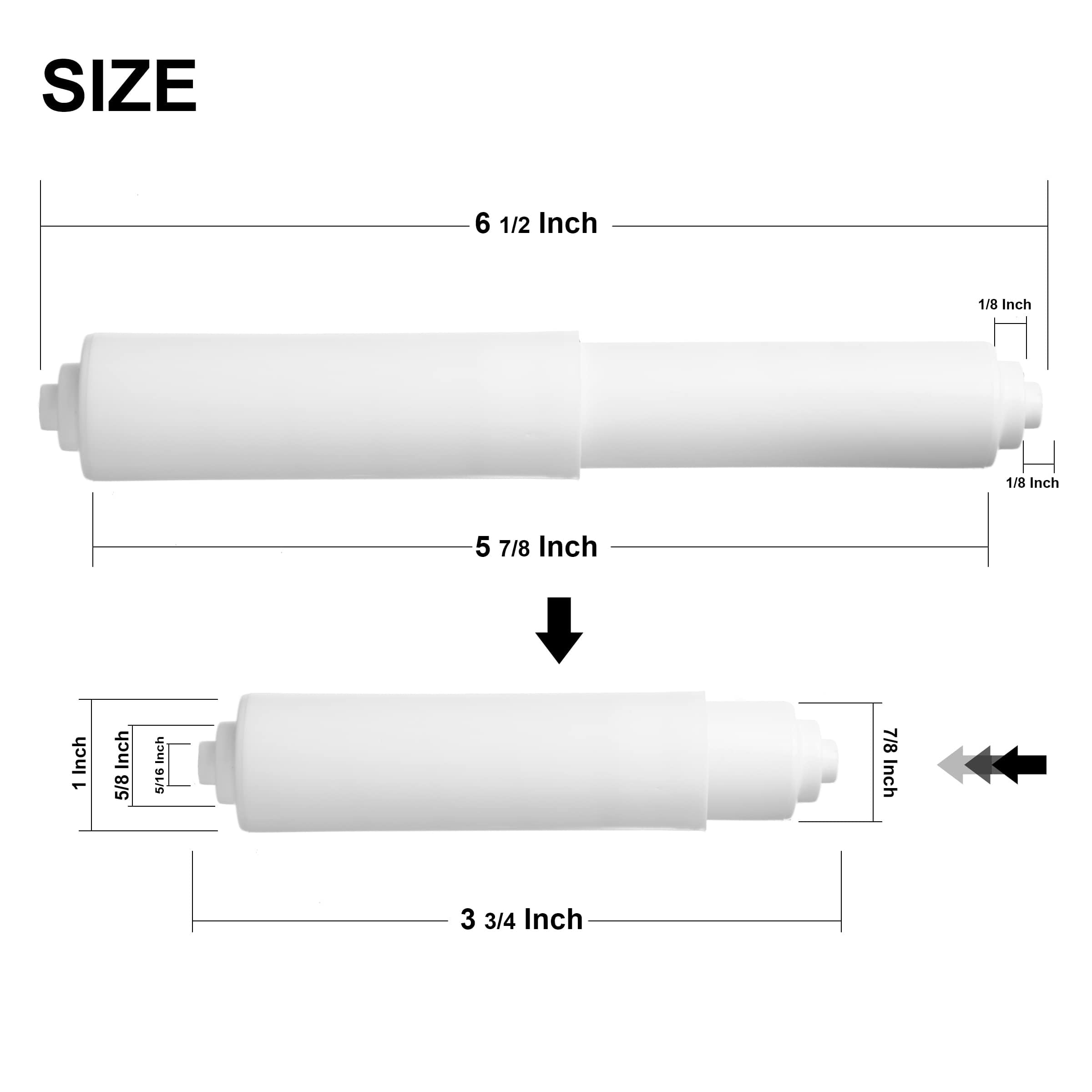 2 Pack - White Toilet Paper Holder Spring Loaded Roller Replacement Rod - Image 2