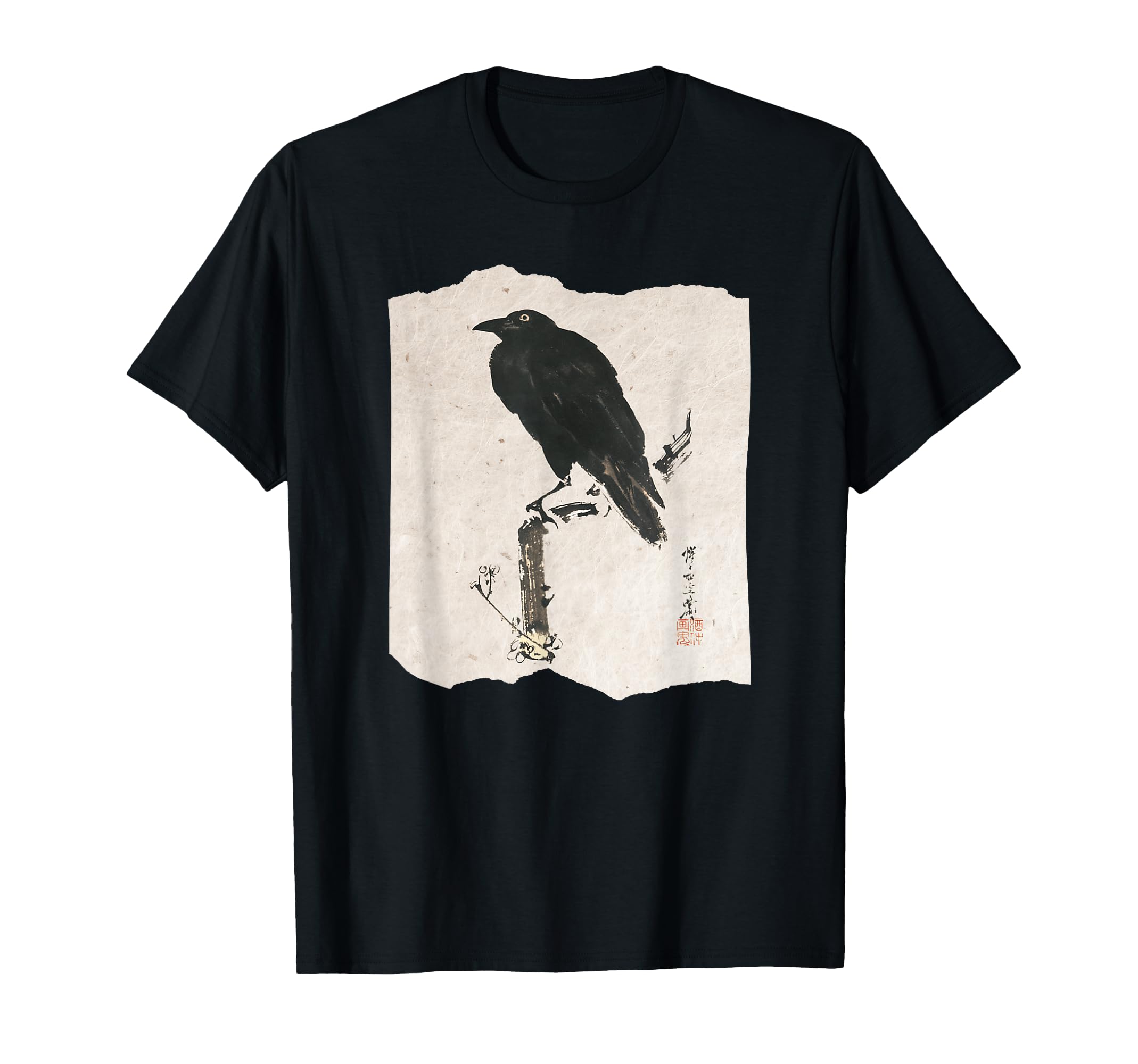 Amazon | 河鍋暁斎のカラス 浮世絵 日本画 日本文化 烏 Tシャツ