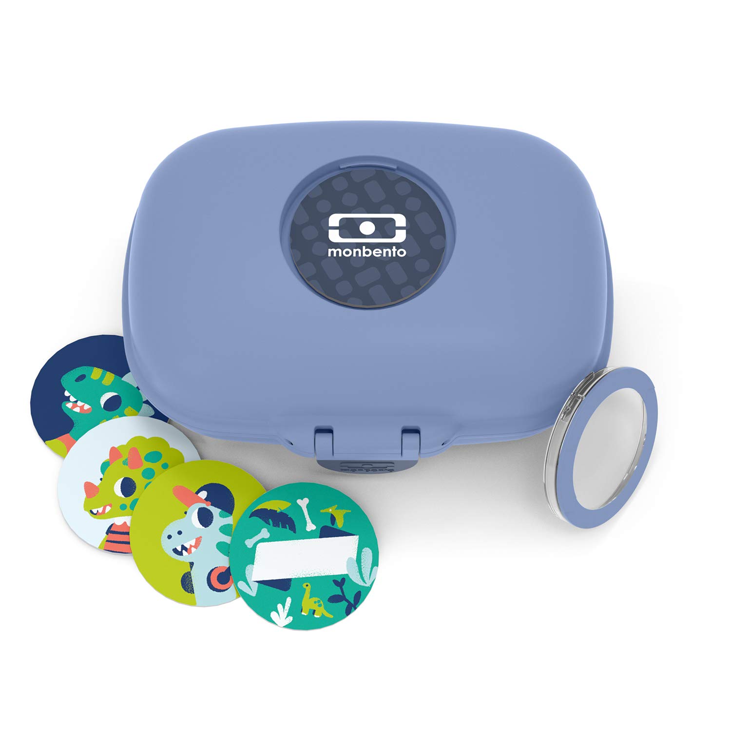 monbento - Set Fiambrera Lunch Box Infantil Con Bento Box Niños MB Tresor Infinity con 3 compartimientos, Set Cubiertos Biodegradables MB Pocket Color Infinity y Caja Merienda MB Gram Infinity - Azul