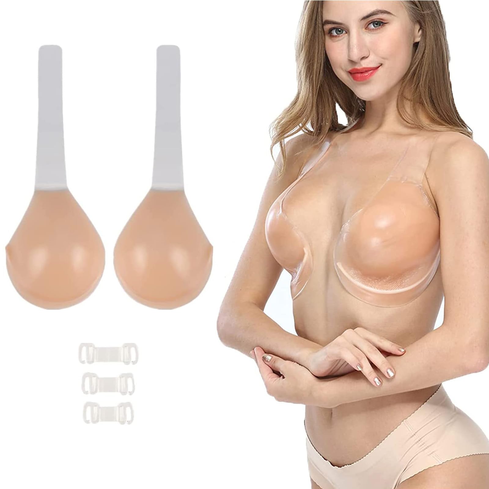 Soutien-Gorge Invisilift, Soutien-Gorge Adhésif en Silicone Réutilisable, Soutien-Gorge Invisible sans Bretelles Push-up Soutien-Gorge Collant Dos Nu pour Femmes