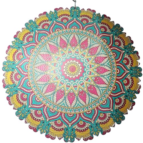 GOTOYISUN Spinners de vento de metal, girador de vento suspenso, mandala, sino de vento, giratório d