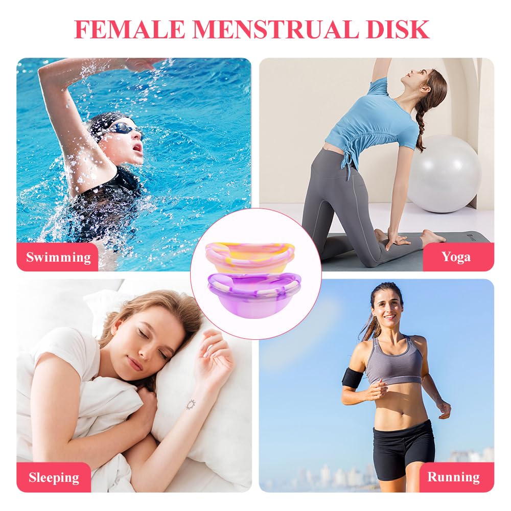 Zestaw krążków menstruacyjnych, dysk menstruacyjny z 2 krążkami okresowymi w rozmiarze S+L, sterylizator i torba do przechowywania, krążek menstruacyjny wielokrotnego użytku dla aktywnych