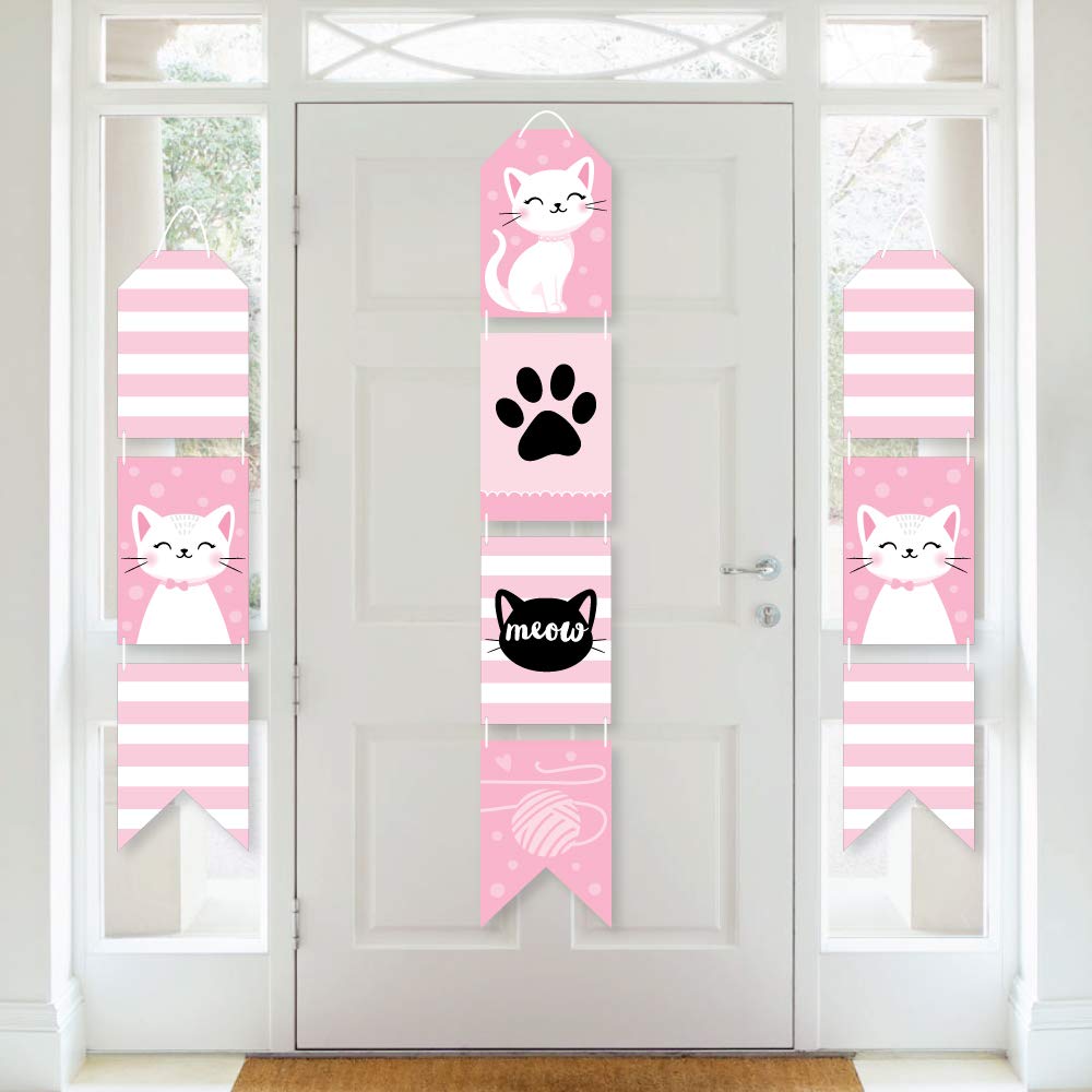 Big Dot of Happiness Purr-fect Kitty Cat - Hanging Vertical Paper Door Banners - Kitten Meow Baby Shower or Birthday Party Wall Decoration Kit - Indoor Door Decor