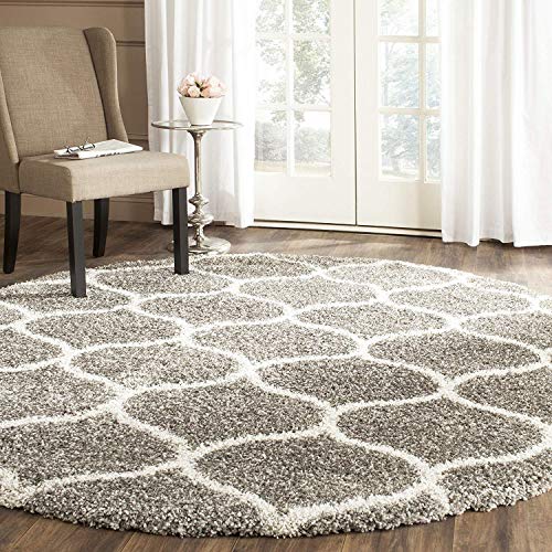 Image of Handwoven Microfibre 3D Rug for Living Room (Ivory & Grey Moroccan, 3 X 3 Feet (Round), Microfibre)