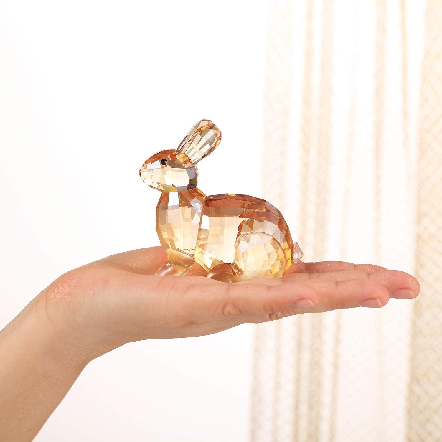 DOJOZ Crystal Bunny Rabbit Valentines Day Sweet Gifts Animal Collectible Cute Figurine Birthday Gifts Home Decor (Pink)