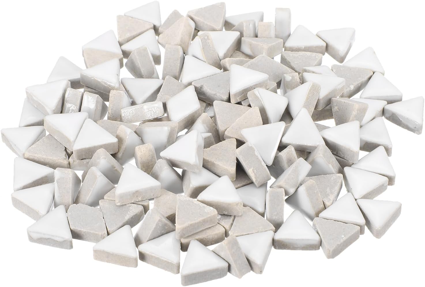 MECCANIXITY 200g Ceramic Mosaic Tiles for Crafts Bulk, Triangle White Ceramic Tiles for Mosaic Kits Garden Stepping Stone Cup Mat