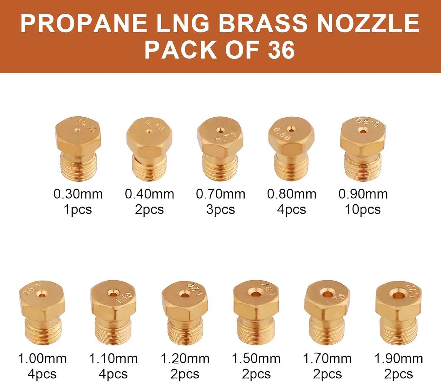36pcs Range Stove Oven Orifice Conversion Kit, Brass Propane Jet Burner Nozzle Replacements Gas Stove Propane Conversion Kit