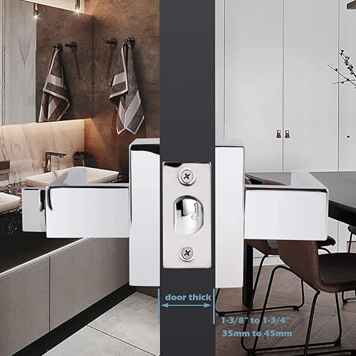 Miniatura 7 de Gobrico Manijas de puerta de privacidad con roseta cuadrada, paquete de 10 cerraduras de camabaño en cromo pulido para puerta interior