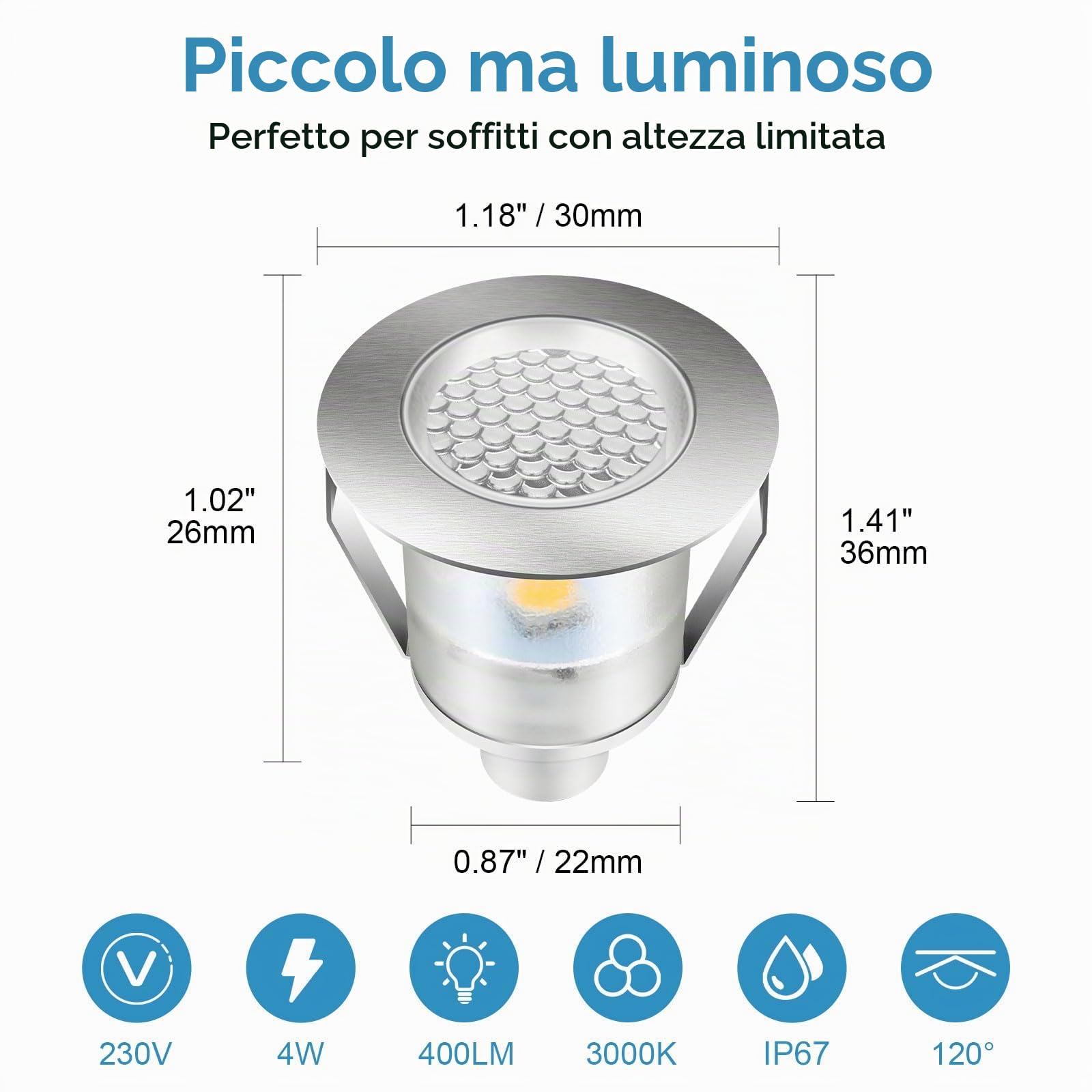 Bigzom set da 16 faretti led pavimento, IP67, faretto per esterno,interno, ponti, piscine, giardini, colore caldo