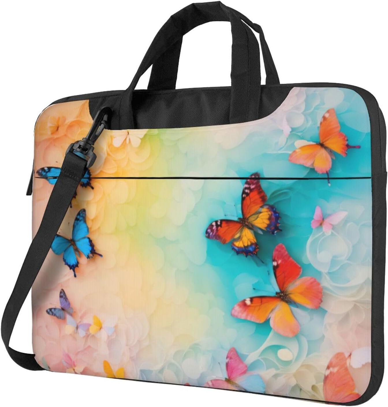 Butterfly Print Laptop Shoulder Bag Messenger Bag Notebook with Accessories Pocket 13/14/15.6 inch