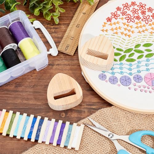 Image of OLYCRAFT 4Pcs Embroidery Hoop Display Stand 2x2x0.7 inch Triangle Wood Embroidery Hoop Easels Embroidery Hoops Wooden Base Embroider Hoops Holder Accessories for Embroider Cross Stitch Stand Decor