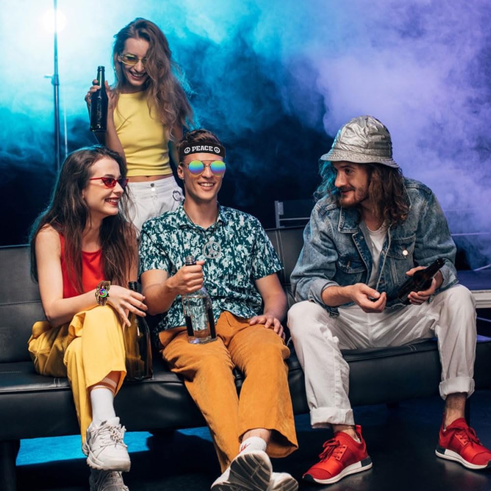 ZappelStift 4Pcs Hippie Costume Sets, Hippie Accessories Set Disco Hippies Costume - Image 4