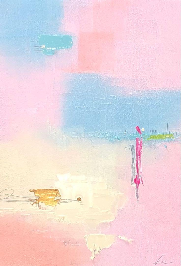 絵画油絵原画抽象画北欧ピンクパステルカラーアートインテリアP6