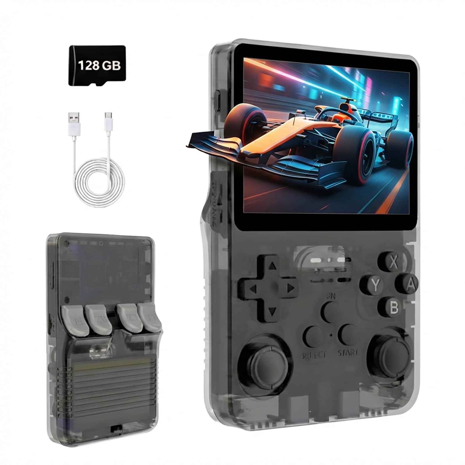 Retro Games Console R40 Handheld Game Console with 128GB, 20000+ Classic Games, 3.5 Inch IPS Screen Portable Gaming Console, Linux System, 20+ Emulators, USB-C Rechargeable 3000mAh Battery