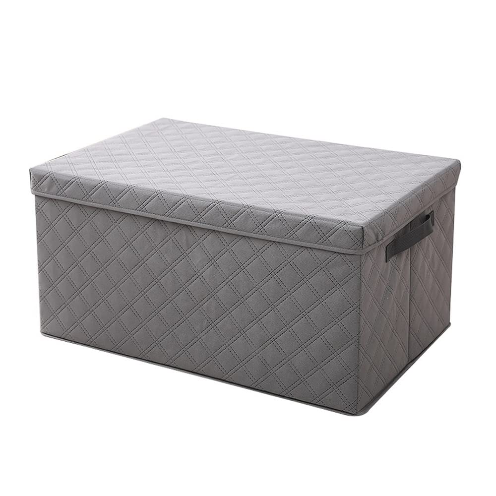 ETRGFTHU Clothes Storage Box Household Foldable Organizer Dust-proof and Moisture-proof Design with Cover Wardrobe Sundries Storage Box(Grey,35cm*28cm*18cm)