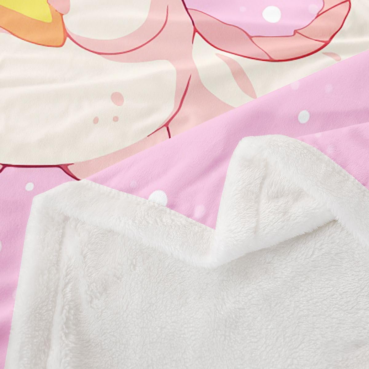 Erosebridal Pink Axolotl Fleece Blanket Baby 30"x40" Cute Yellow Stars Sherpa Blanket Kawaii Animal Fuzzy Plush Throw for Kids Girls Boys,Cartoon Salamander Decor for Bed Couch