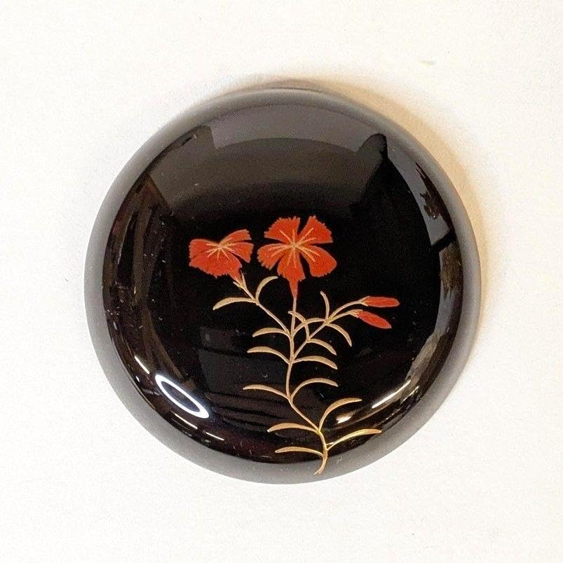 茶道具 香合 撫子 2寸 蒔絵 田中修孝作 溜塗 蛤香合