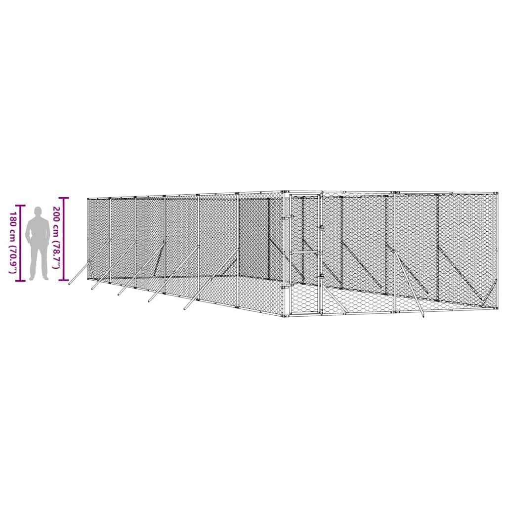 Hundezwinger für Kleintiere 4x12x2 m Silbern