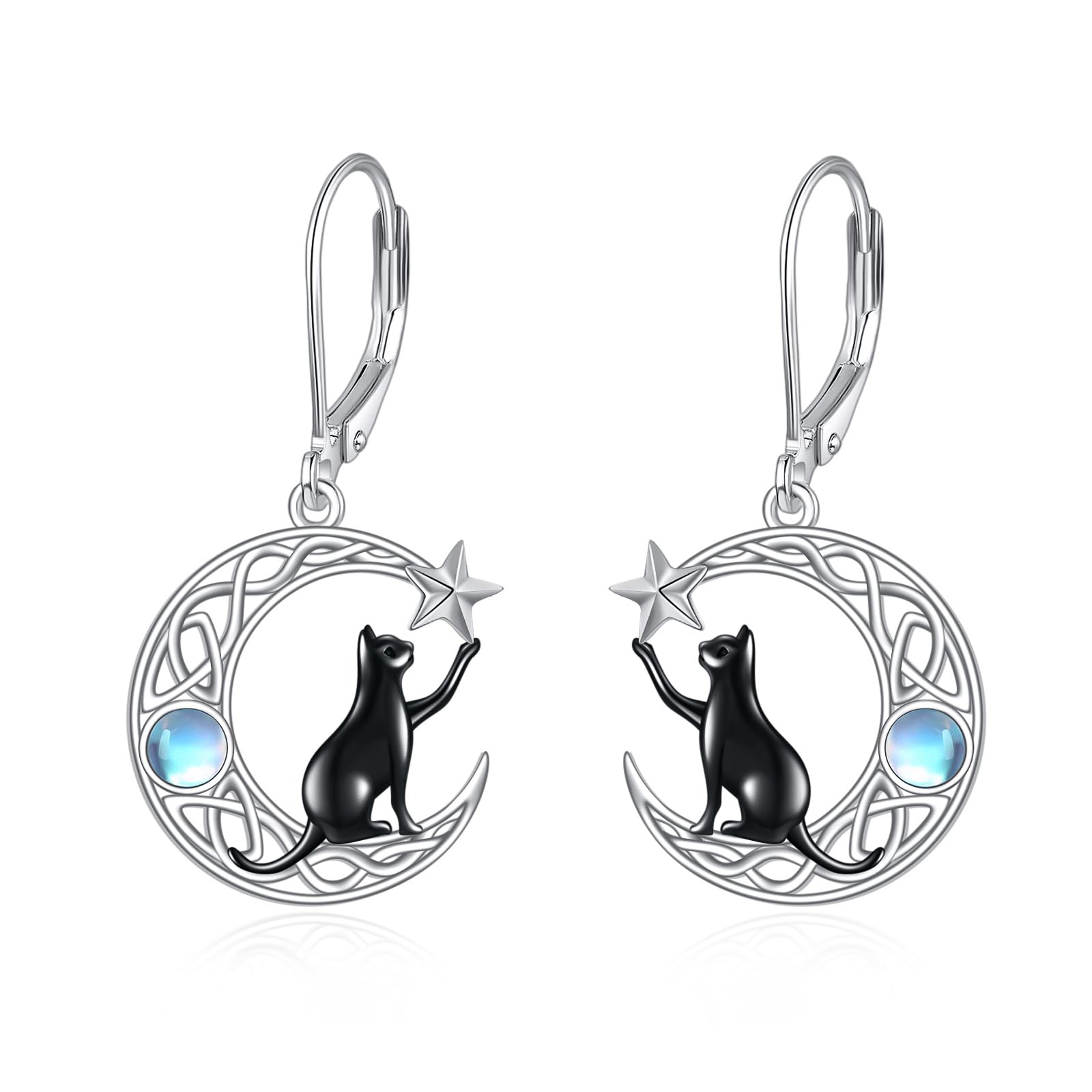 VONALA Orecchini a monachella in argento Sterling 925 con luna celtica, gatto/pipistrello/fungo, gioielli a forma di animale, regalo di compleanno per donne e ragazze