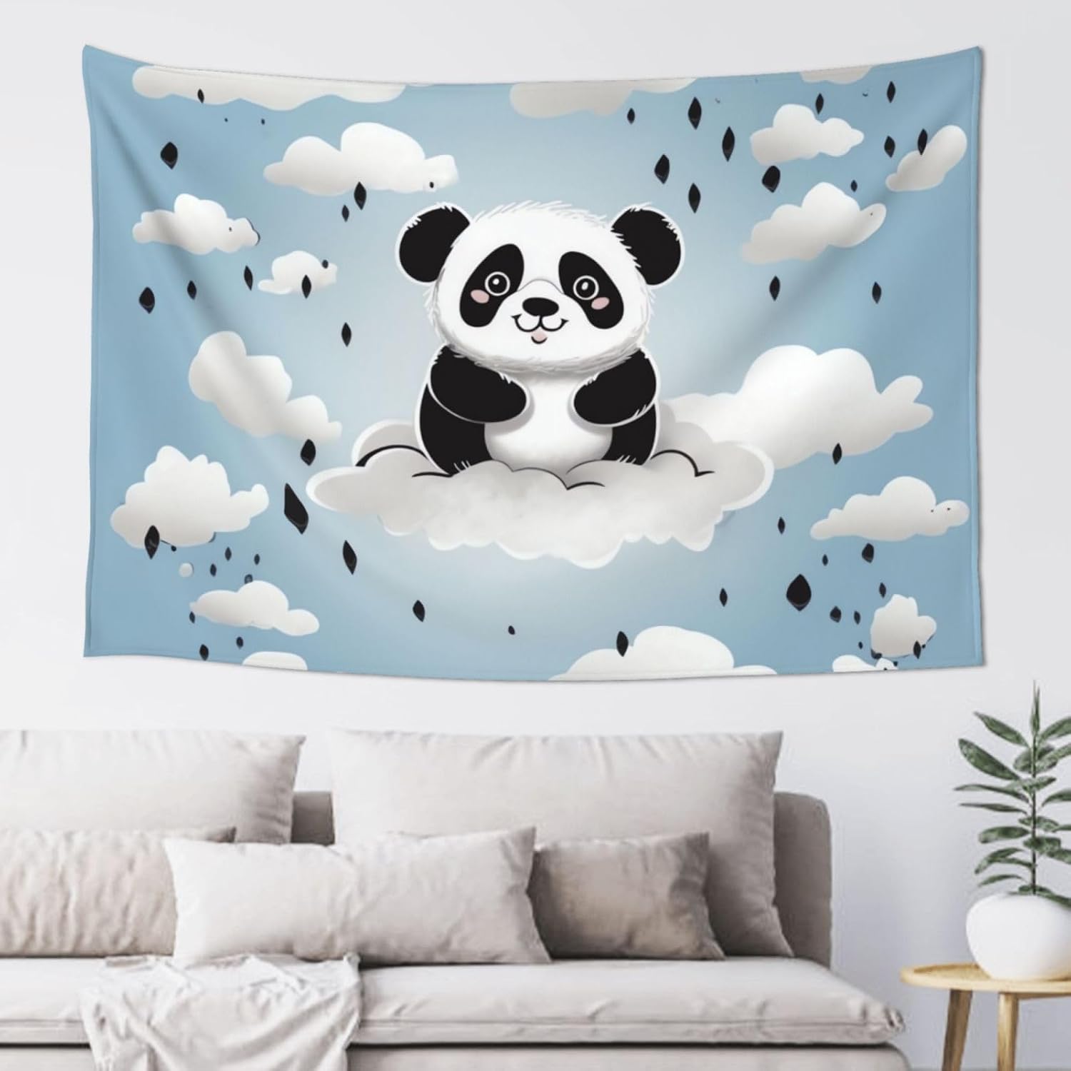 LZQPOEAS Panda cloud Tapestry Wide Wall Hanging Lightweight Wall Blanket Aesthetic Tapestry Poster Vintage Mural Art Background Wall Hanging for Bedroom Living Room Dorm Home Decor 60 X 40 Inch