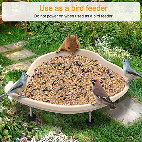 Hugeneroy Heated Bird Bath For Outdoors In Winter - Heated Birdbath Bowl With Thermostatically Controlled - Frost Resistant Energy Saving 60W,Off-White #TOP6