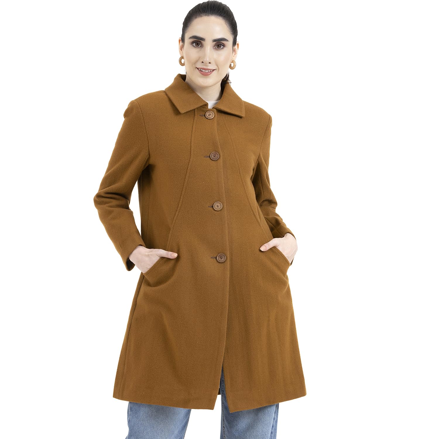 owncraft women's Single Breasted Camel wool coat-picture-48