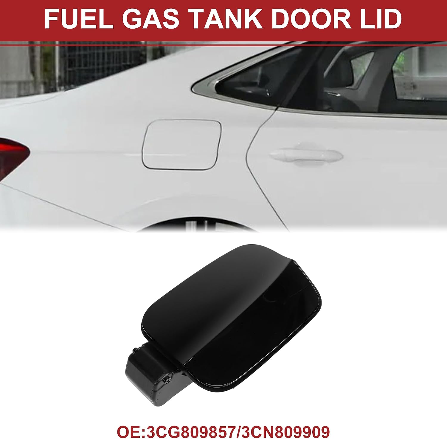 ACROPIX Fuel Tank Door Cap for Volkswagen Atlas 2017-2022 Fuel Filler Flap Cover Bolt Type No.3CG809857/3CN809909 Black ABS Fuel Filler Door Gas Cap