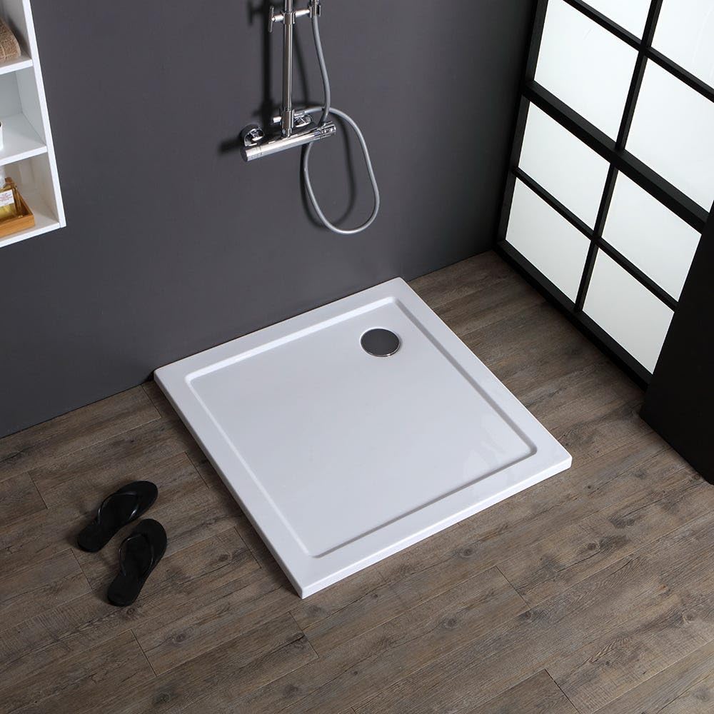 Kiamami Valentina - Plateau de Douche carré 80x80 cm Acrylique et ABS Blanc | Alba