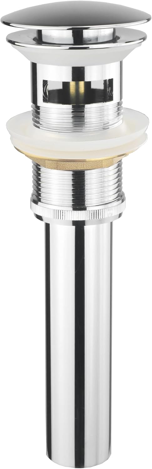 Galim Pop Up Drain with Overflow for Bathroom Sink, Bigger Cap, All Brass Construction, Sealing Rubber Ring, Charcoal Gray Finish, Sink Drain for Bathroom and Kitchen
